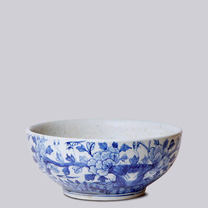 Blue and White Porcelain Floral Bowl Sculpture & Decorative Art Cobalt Guild 