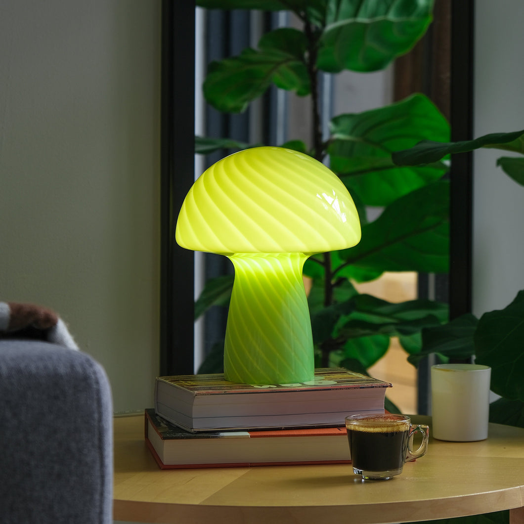 Glass Mushroom Table Lamp, Petite Close Top, Mint Green lighting Humber 