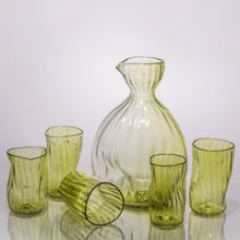 Load image into Gallery viewer, Wabi Sabi Sake Carafe + 5 cups CUPS &amp; GLASSES Andrew Iannazzi Ginko Green 
