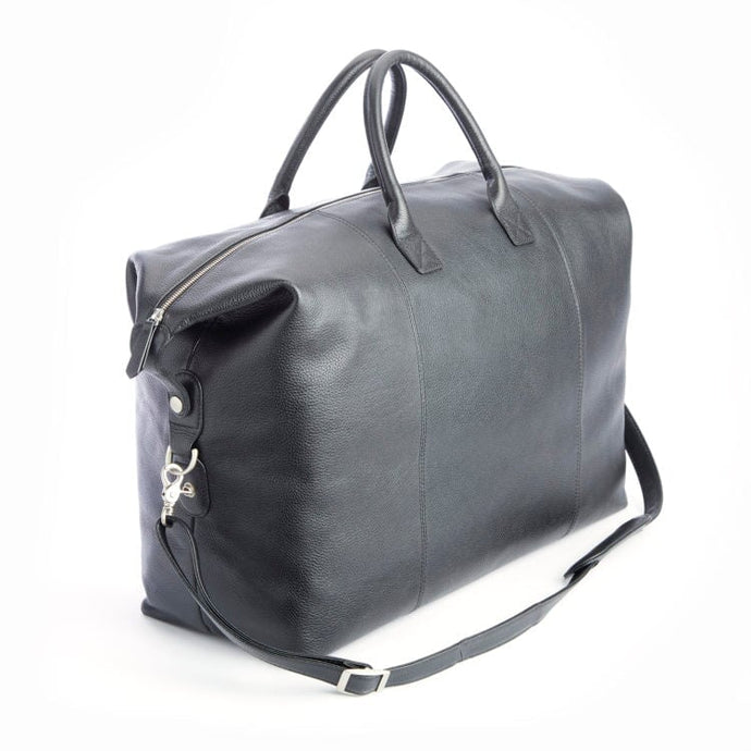 Weekender Duffel Bag in Pebble Grain Leather Royce New York Black 