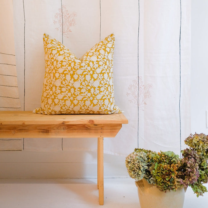 Tina - Hand Block-printed Linen Pillow Soil to Studio 