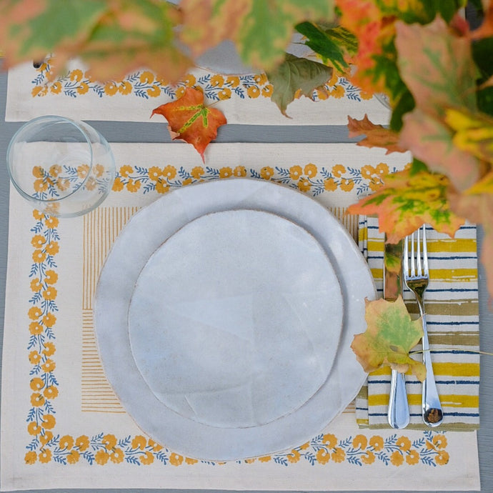 Shikha - Block-printed Table Placemats - Set of 2 Table Linen Soil to Studio 