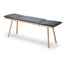 Load image into Gallery viewer, Georg Bench BENCHES Skagerak Oak with Dark Grey Wool and Black Leather 
