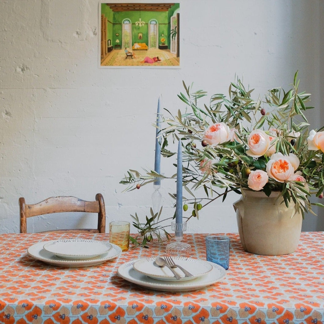 Aliya - Hand Block-printed Cotton Table Cloth Table Linen Soil to Studio 