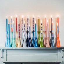 Load image into Gallery viewer, STRIPED ABSTRACT Pack of all 3 Stripes Eco Dinner Candles, Gift Box of 6 Candles &amp; Matches British Colour Standard 
