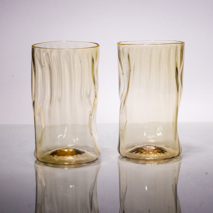 Wabi Sabi Water Glass set of 2 CUPS & GLASSES Andrew Iannazzi Straw Gold 