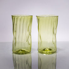 Load image into Gallery viewer, Wabi Sabi Water Glass set of 2 CUPS &amp; GLASSES Andrew Iannazzi Ginko Green 
