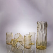 Load image into Gallery viewer, Wabi Sabi Water Pitcher + set of 5 glasses CUPS &amp; GLASSES Andrew Iannazzi Straw Gold 
