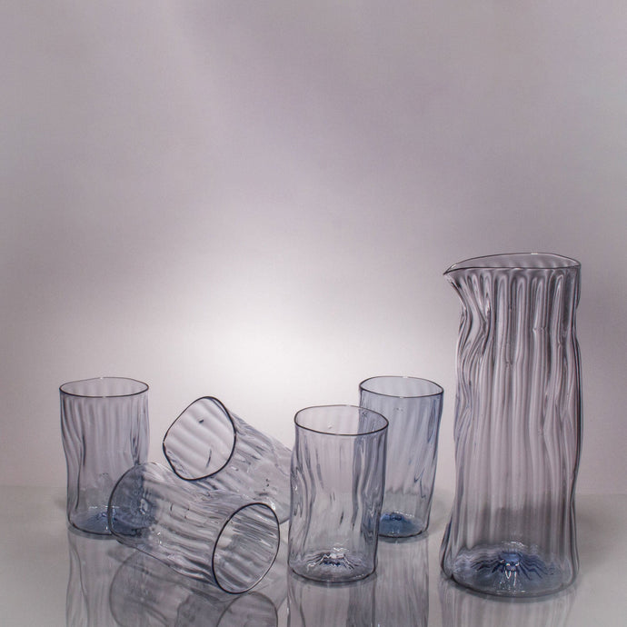 Wabi Sabi Water Pitcher + set of 5 glasses CUPS & GLASSES Andrew Iannazzi Glacier Blue 