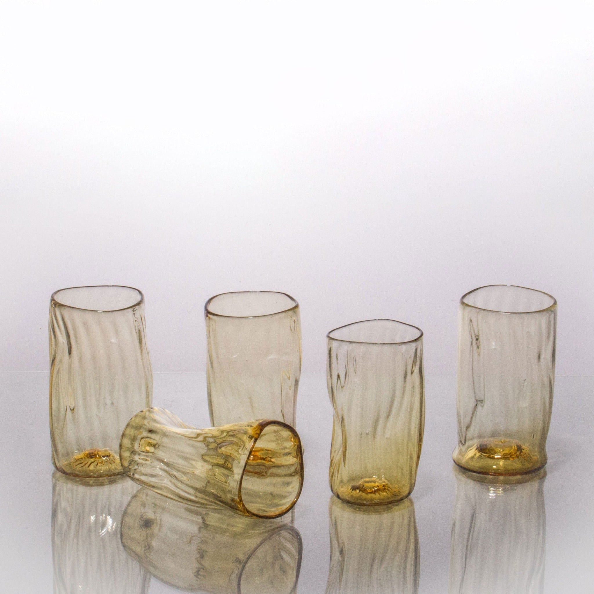 VINTAGE 5'' AMBER BAMBOO DRINKING GLASSES