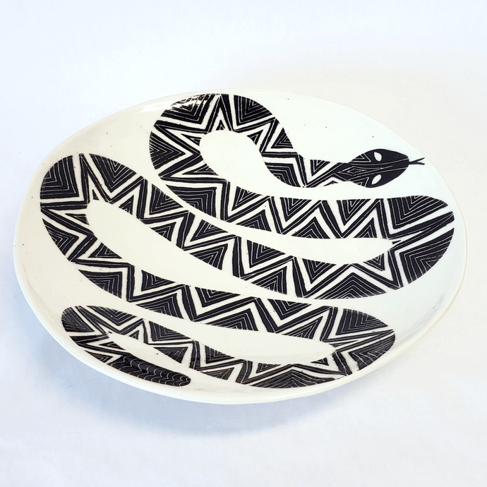 Serpent Serving Bowl / Wall Hanging - Black and White Demetria Chappo 