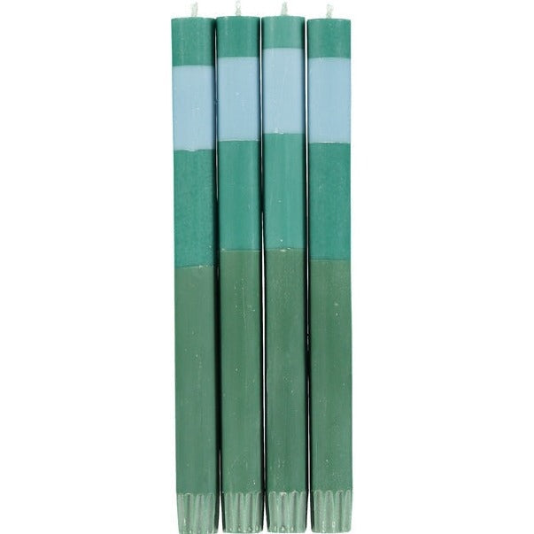 ABSTRACT Striped Beryl, Bokhara and Moonstone Eco Dinner Candles, Gift Box of 4 Candles & Matches British Colour Standard 