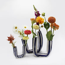 Load image into Gallery viewer, Blue Stripe Tube Vase 2 Julia Elsas 
