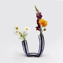 Load image into Gallery viewer, Blue Stripe Tube Vase Julia Elsas 
