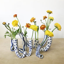 Load image into Gallery viewer, Large Blue Stripe Tube Vase Vases Julia Elsas 

