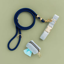 Load image into Gallery viewer, Collar Walk Set, Upcycled Denim Collars &amp; Leashes The Foggy Dog 
