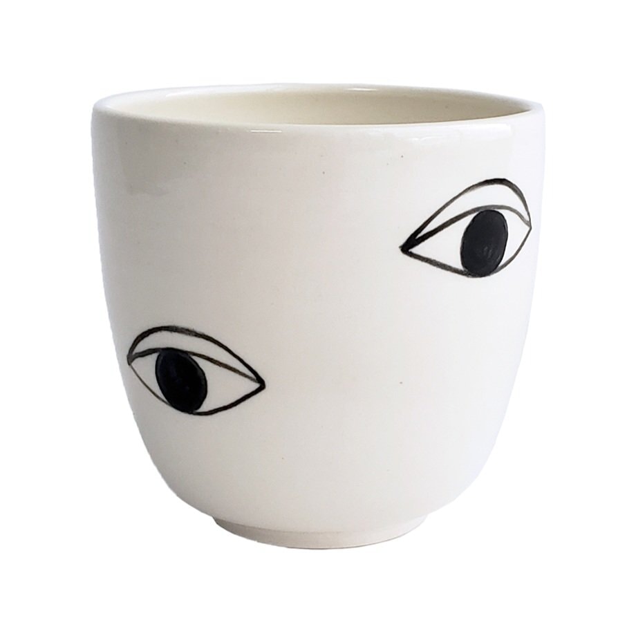 Many Eyes Cup, Black & White Mugs Demetria Chappo 