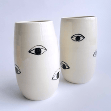 Load image into Gallery viewer, Many Eyes Vase - Black and White Demetria Chappo 
