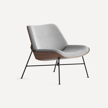 Load image into Gallery viewer, Vesper Wood &amp; Fabric Lounge Chair LOUNGE CHAIRS Burrow Stone Grey/Walnut 
