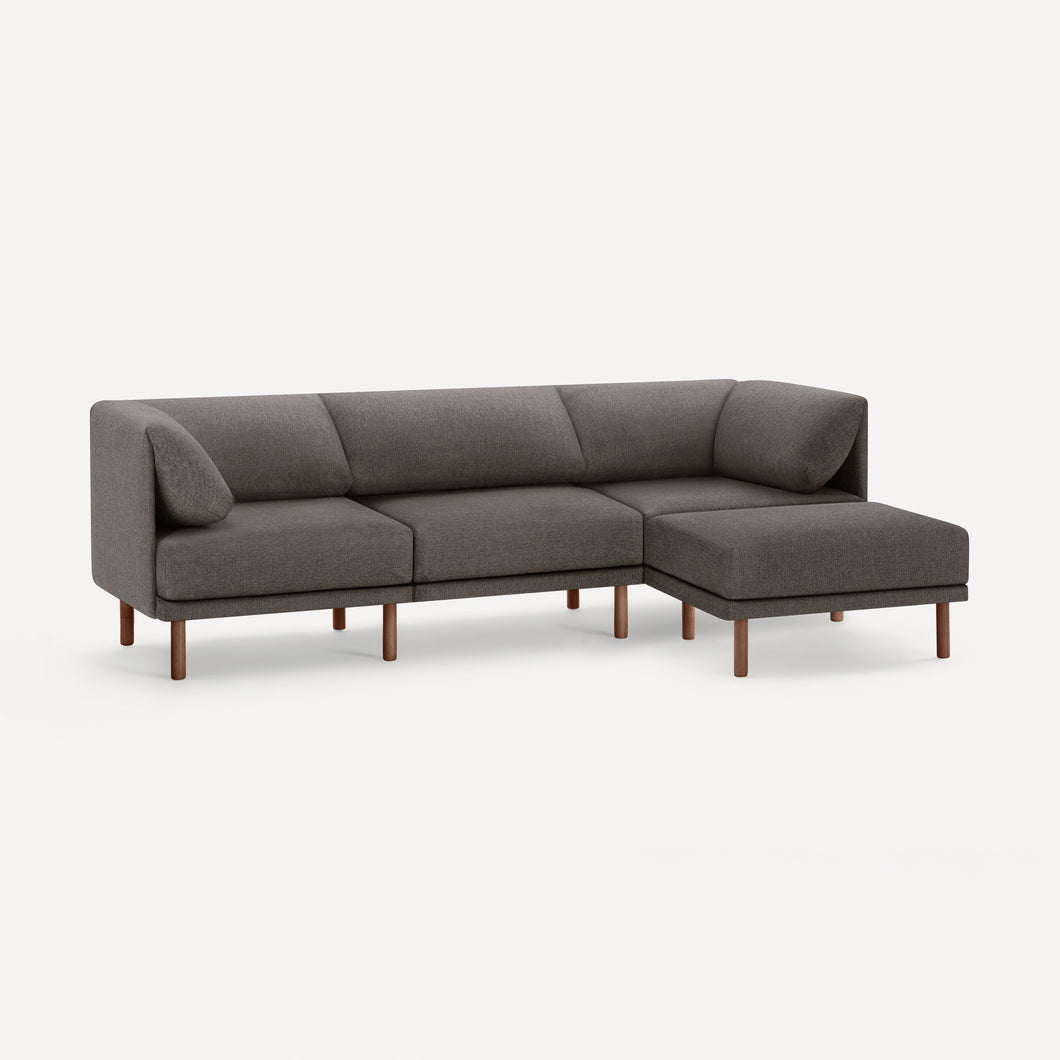 Range 4-Piece Sectional Lounger SECTIONALS Burrow Heather Charcoal Walnut 