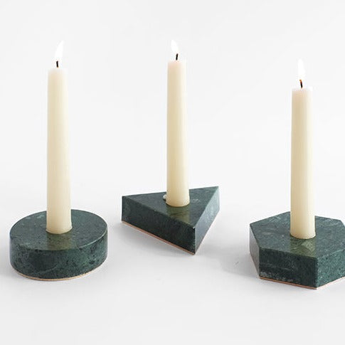 Marble Candle Holder CANDLE HOLDERS Fort Standard Objects Green Marble Hexagon 