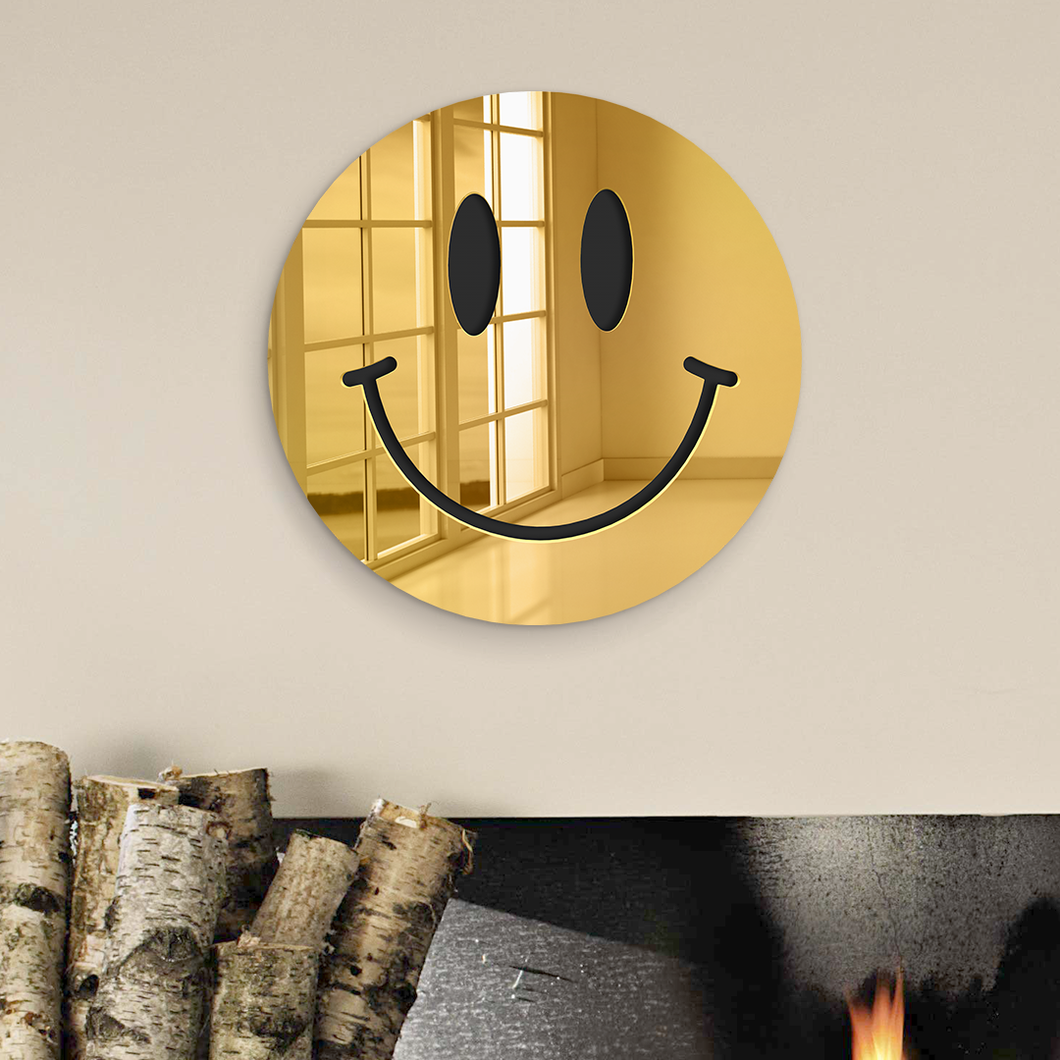 Happy Face Mirror Art | Emoji Wall Hanging | Wall Art Decor | Decorative 3D Mirror Wall Art |Dorm Wall Art | Made In The USA | 4 Artworks 4ArtWorks 