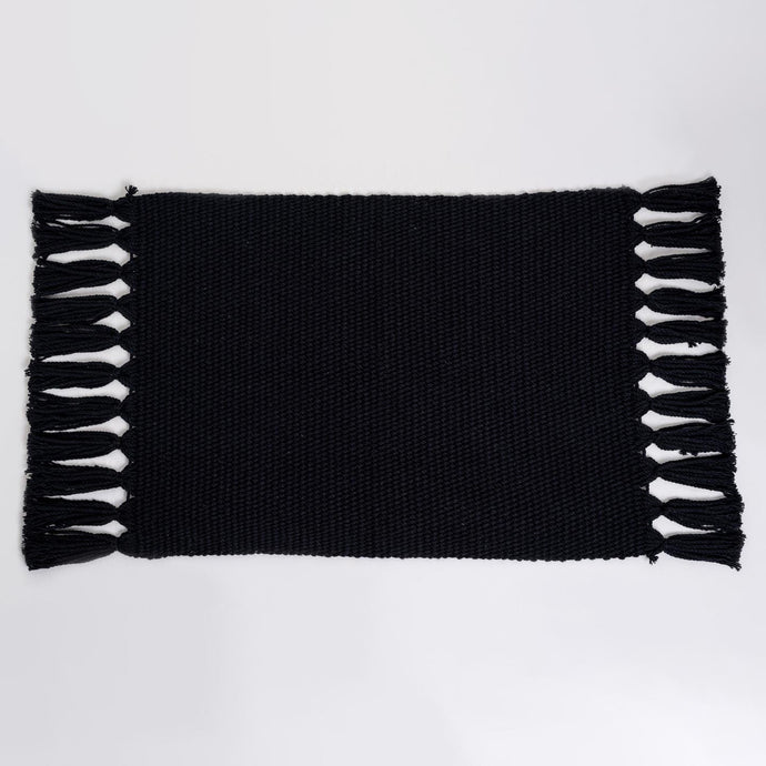 Black Cotton Placemats (Set of 6) - with Tassels PLACEMATS & TABLE RUNNERS Artissanos 
