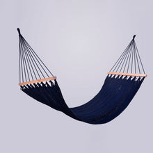 Load image into Gallery viewer, Classic Cotton Hammock With Wooden Bar OUTDOOR FURNITURE Artissanos Navy Blue 
