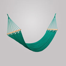 Load image into Gallery viewer, Classic Cotton Hammock With Wooden Bar OUTDOOR FURNITURE Artissanos Teal Green 
