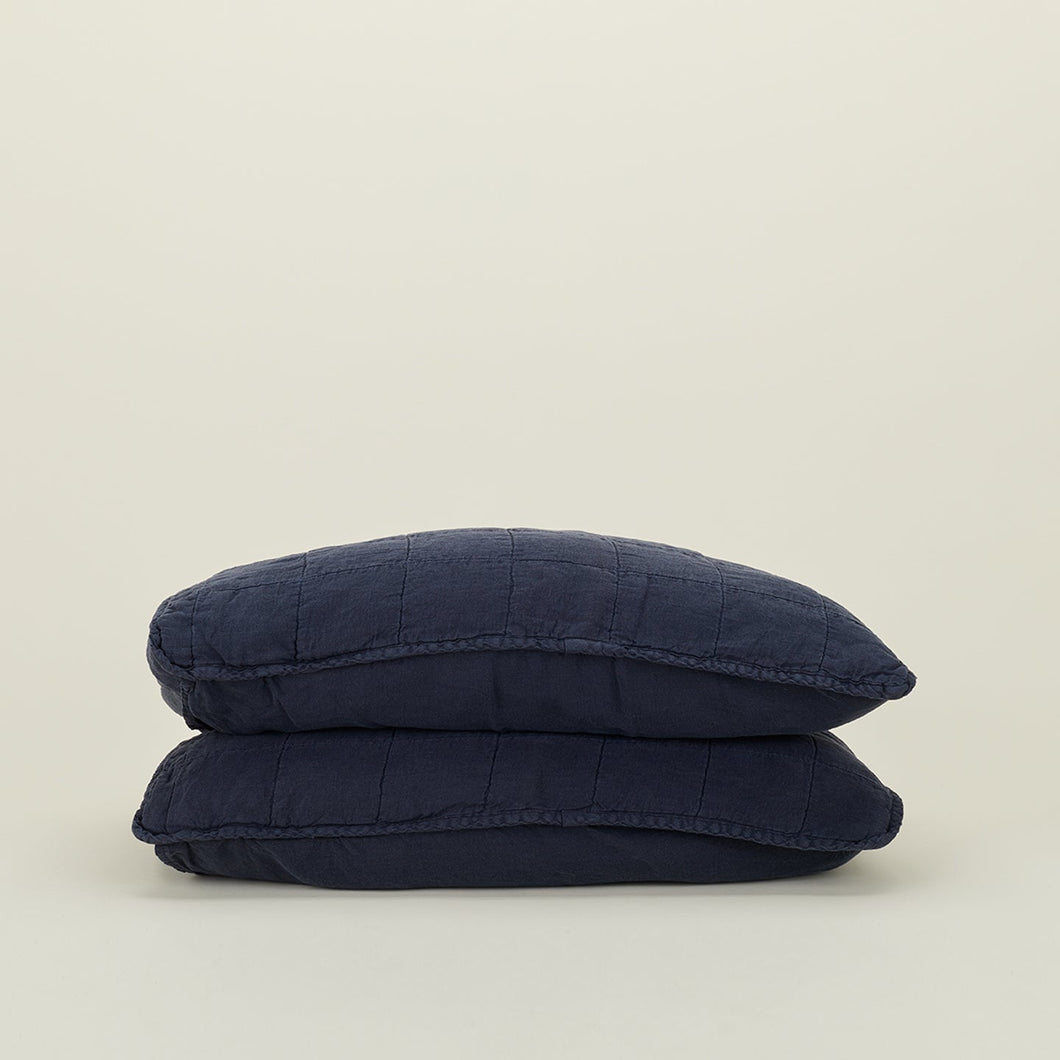 Simple Linen Quilt Sham - Set of 2 SHEETS Hawkins New York NAVY King 