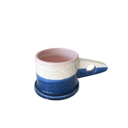 Dipped Mug, White/Navy Mugs Echo Park Pottery by Peter Shire 