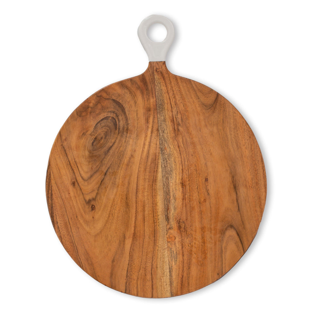 Jeanne Fitz Wood + White Collection Acacia Wood Round Charcuterie Board, Large Jeanne Fitz 