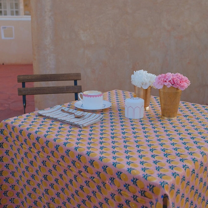 Kesya - Hand Block-printed Cotton Table Cloth Tablecloths Soil to Studio 