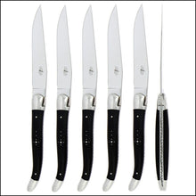 Load image into Gallery viewer, Laguiole 6 Piece Steak Knife Set Ebony Wood Satin Finish TABLE KNIVES Never Under LLC 
