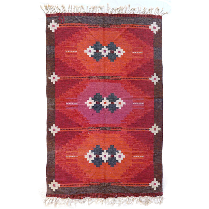 Scarlet & Pink Vintage Swedish Flatweave AREA RUGS Amadi Carpets 