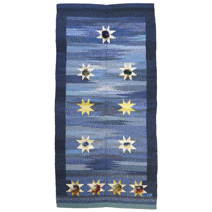 Celestial Blue Vintage Swedish Flatweave AREA RUGS Amadi Carpets 