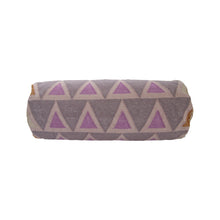 Load image into Gallery viewer, MAYA TRIANGLES BOLSTER PILLOW - PURPLE Pillow Leah Singh 
