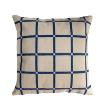 Load image into Gallery viewer, GRID PILLOW - REVERSIBLE - NAVY + PINK Pillow Leah Singh 
