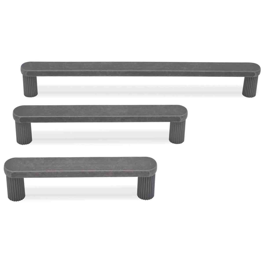 Ribbed Cabinet Pull HARDWARE & TOOLS Hapny Home Weathered Nickel (WN) 96mm 