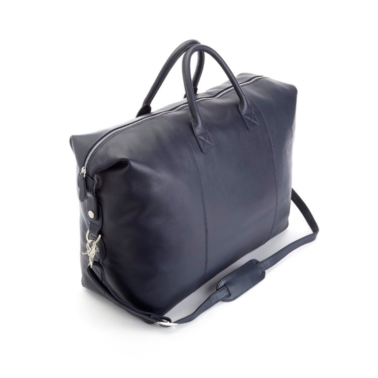 Weekender Duffel Bag in Pebble Grain Leather Royce New York Blue 
