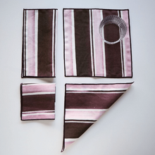 Load image into Gallery viewer, Rose Stripe Cocktail Napkins with Maroon Trim Goldie Home 
