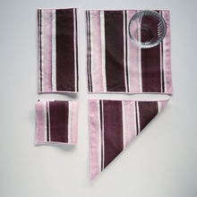 Load image into Gallery viewer, Rose Stripe Cocktail Napkins with Pale Pink Trim Goldie Home 
