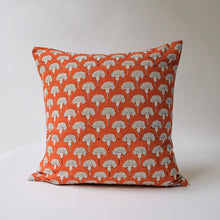 Load image into Gallery viewer, Seema - Hand Block-printed Linen Pillowcase (Poppy Orange) Soil to Studio 
