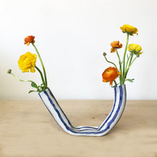 Load image into Gallery viewer, Large Blue Stripe Tube Vase Vases Julia Elsas 
