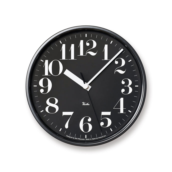 Riki Steel Numbers Clock Clocks Lemnos Black 