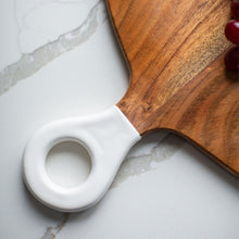 Load image into Gallery viewer, Jeanne Fitz Wood + White Collection Acacia Wood Round Charcuterie Board, Large Jeanne Fitz 
