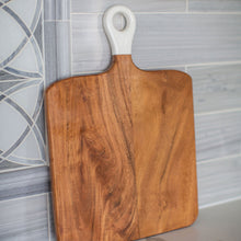 Load image into Gallery viewer, Jeanne Fitz Wood + White Collection Acacia Wood Square Charcuterie Board, Medium Jeanne Fitz 
