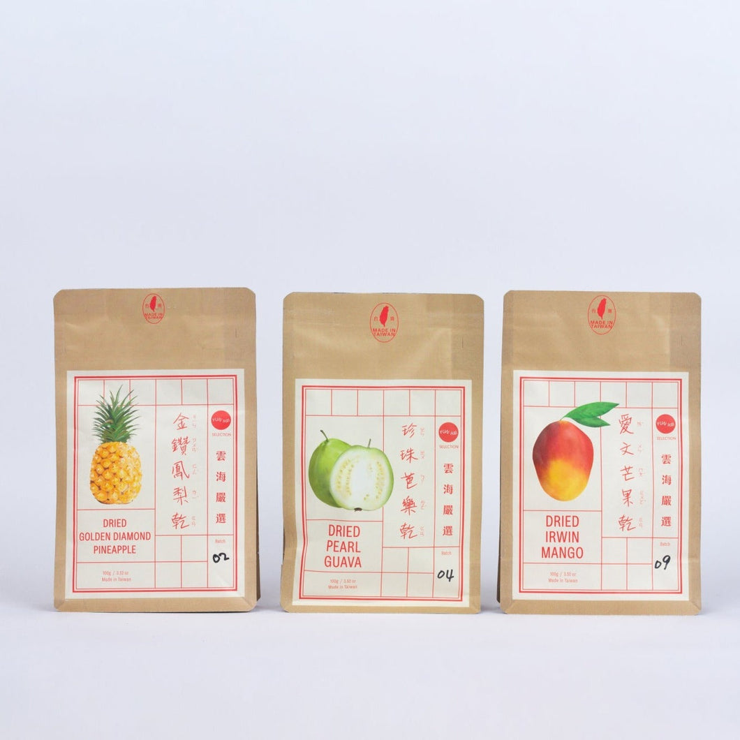 Dried Fruit Sampler dried goods Yun Hai Pineapple, Mango, Guava Only 