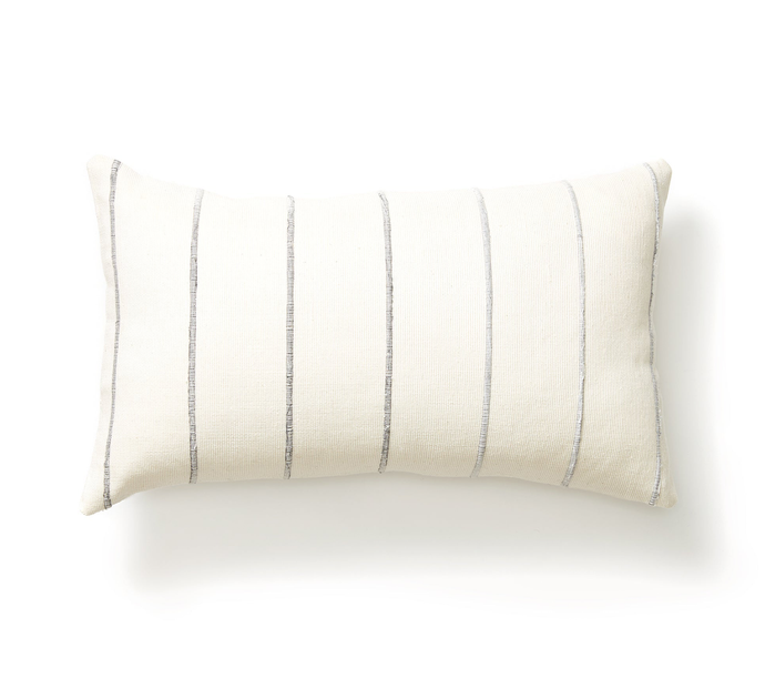 Recycled Stripe Lumbar Pillow - Grey Pillows MINNA 