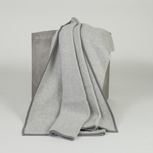 Light Gray & Stone Gray Purl Knit Cashmere Throw Hangai Mountain Textiles 